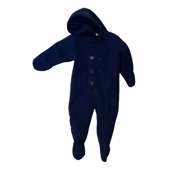 First Impressions Boys Infant Baby Size 12 months Navy Blue Button Up Bunting Co - Picture 1 of 2
